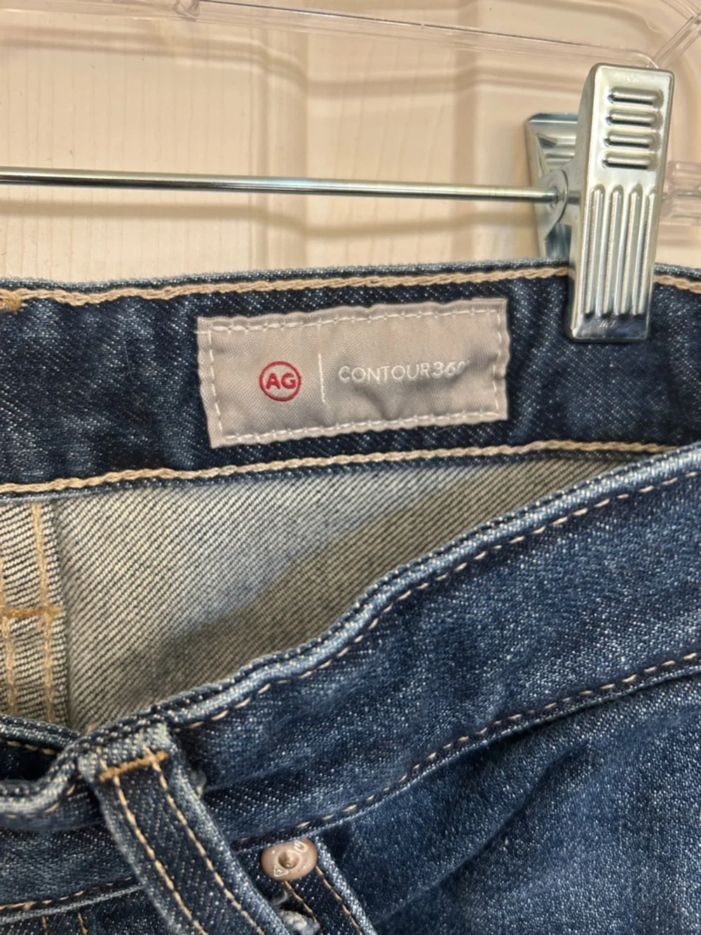 AG Adriano Goldschmied Alexxis Straight Leg High Rise Jeans in Dark Blue Wash 27 - Picture 2 of 12